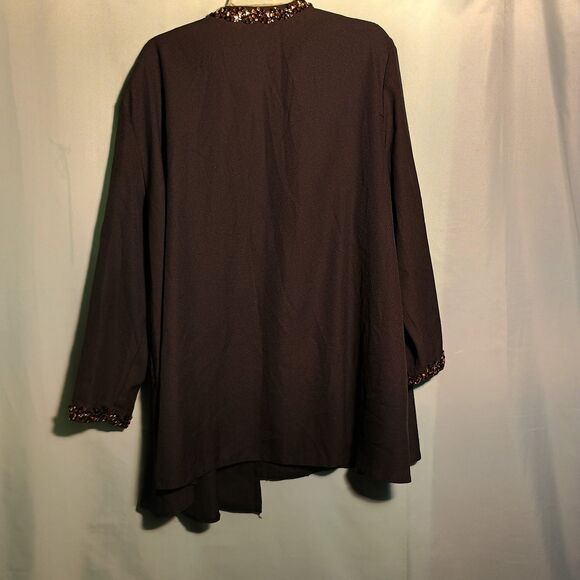 Caron II Black Evening Jacket – Sequin Trim Open Front cardigan Size:20 - Picture 5 of 5